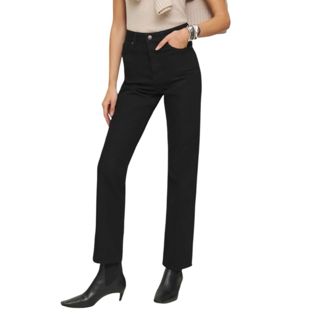 Reformation - NWT Cynthia High Rise Straight Rigid Denim Black Jeans Sz 30